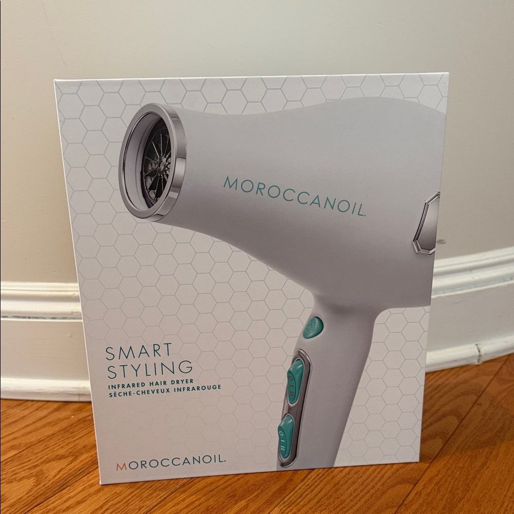 Moroccanoil Infrared Hair Dryer in White and Teal